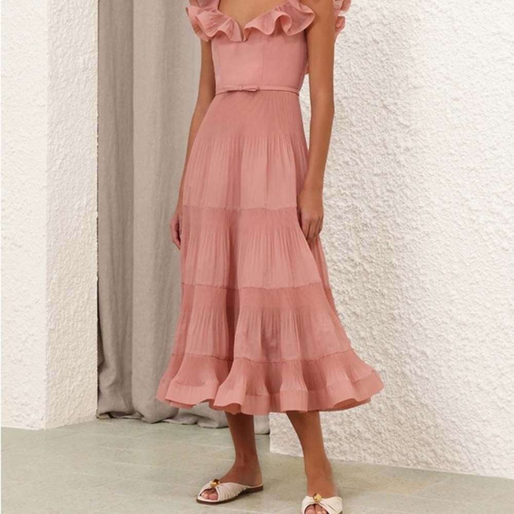 Zimmermann Blush Pink Pleated Dress Size 1